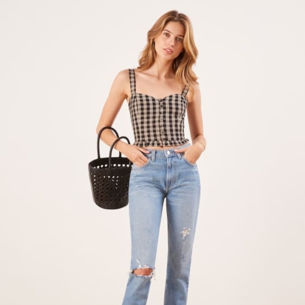 Reformation Mackenzie Top in Jane Check size 14 NWT